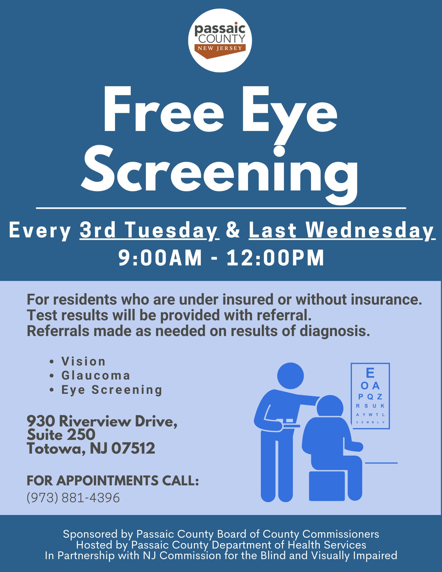 Free Eye Screenings, English